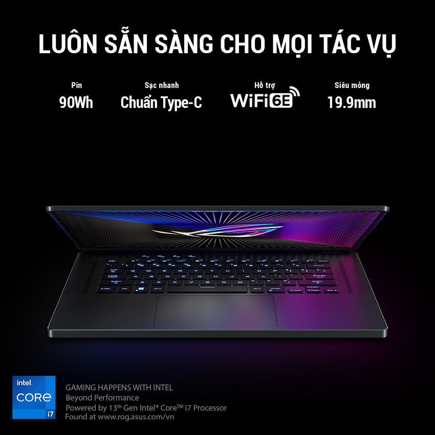 Laptop Asus Gaming ROG Zephyrus G16 GU603VU-N3898W (i7 13620H/16GB RAM/512GB SSD/16 WUXGA 165hz/RTX 4050 6GGB/Win11/Xám)