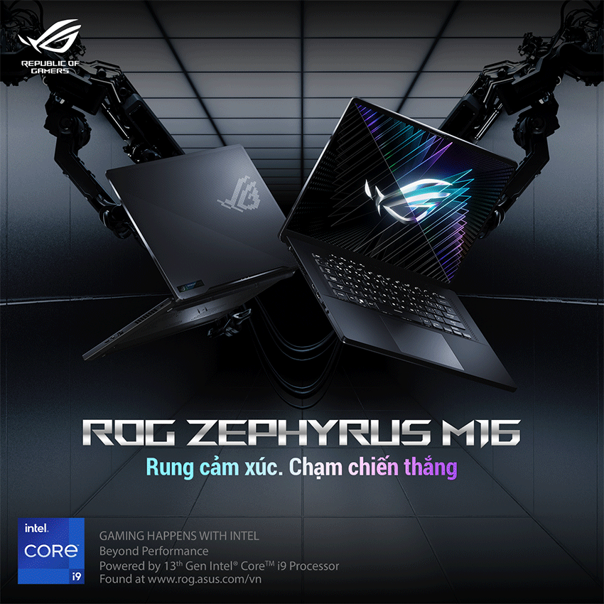 Laptop Asus Gaming ROG Zephyrus M16 GU604VI-NM779W (i9 13900H/32GB RAM/1TB SSD/16 WQXGA 240hz/RTX 4070 8GGB/Win11/Balo/Đen)