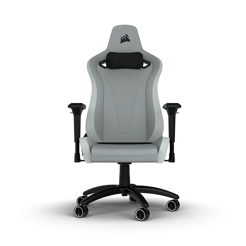 Ghế game Corsair TC200 Plush Leatherette Light Grey White - Hình 1