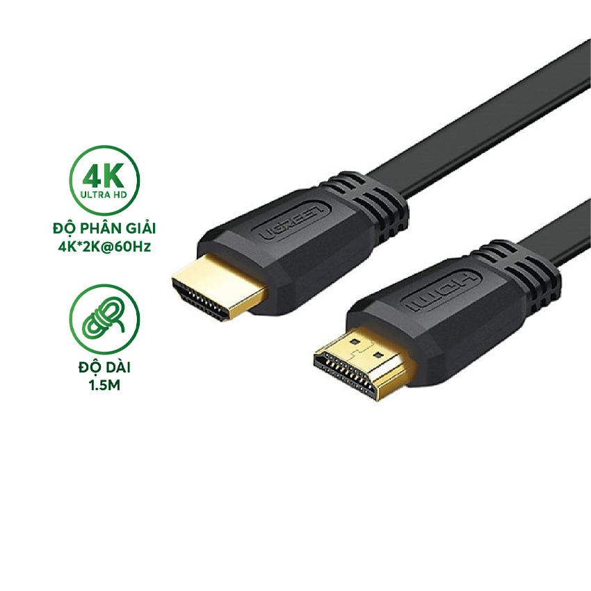 Cáp HDMI 1.5m dẹt Ugreen 50819 chuẩn 2.0 hỗ trợ 3D 4K