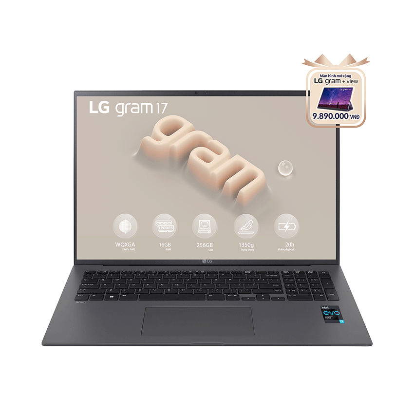 Laptop LG Gram 17ZD90R-G.AX73A5 (i7-1360P/16GB RAM/256GB SSD/17.0 inch WQXGA/Dos/Xám) (2023)