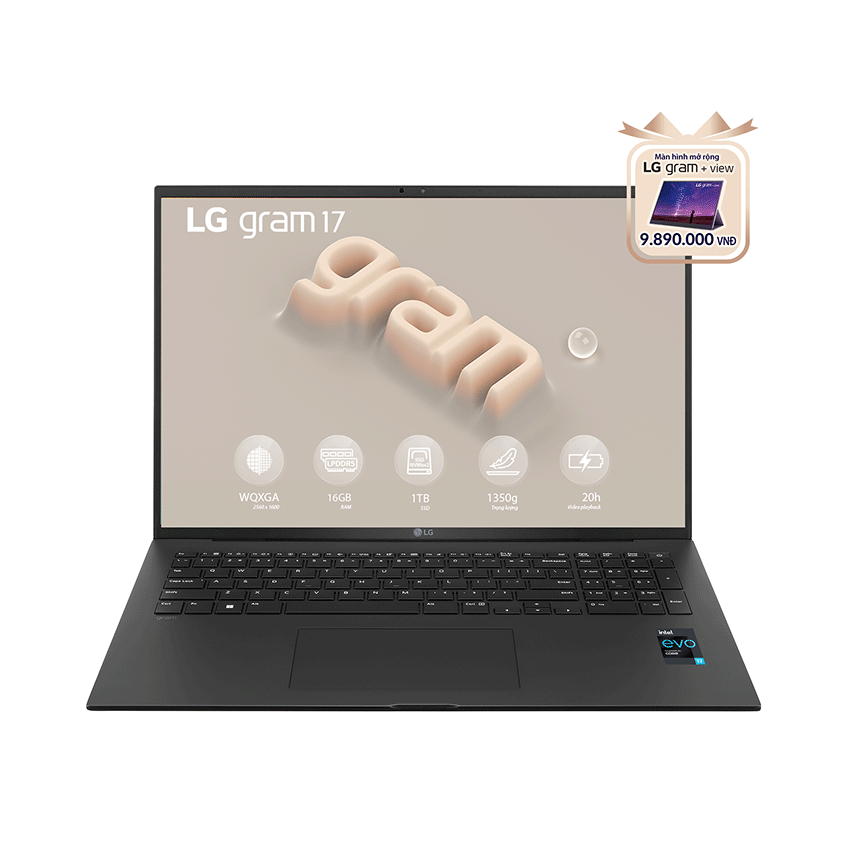Laptop LG Gram 17Z90R-G.AH78A5 (i7-1360P/16GB RAM/1TB SSD/17.0 inch WQXGA/Win 11/Đen) (2023)