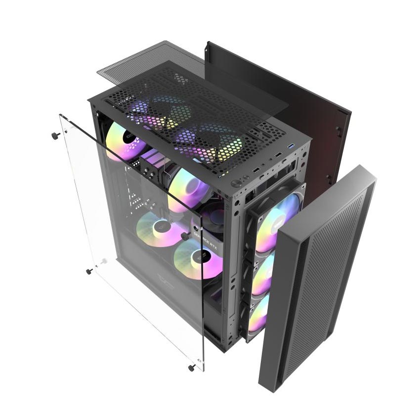 Vỏ Case Darkflash DK353 Black  (Mid Tower/Màu Đen/ 3 Fan LED) - Hình 10