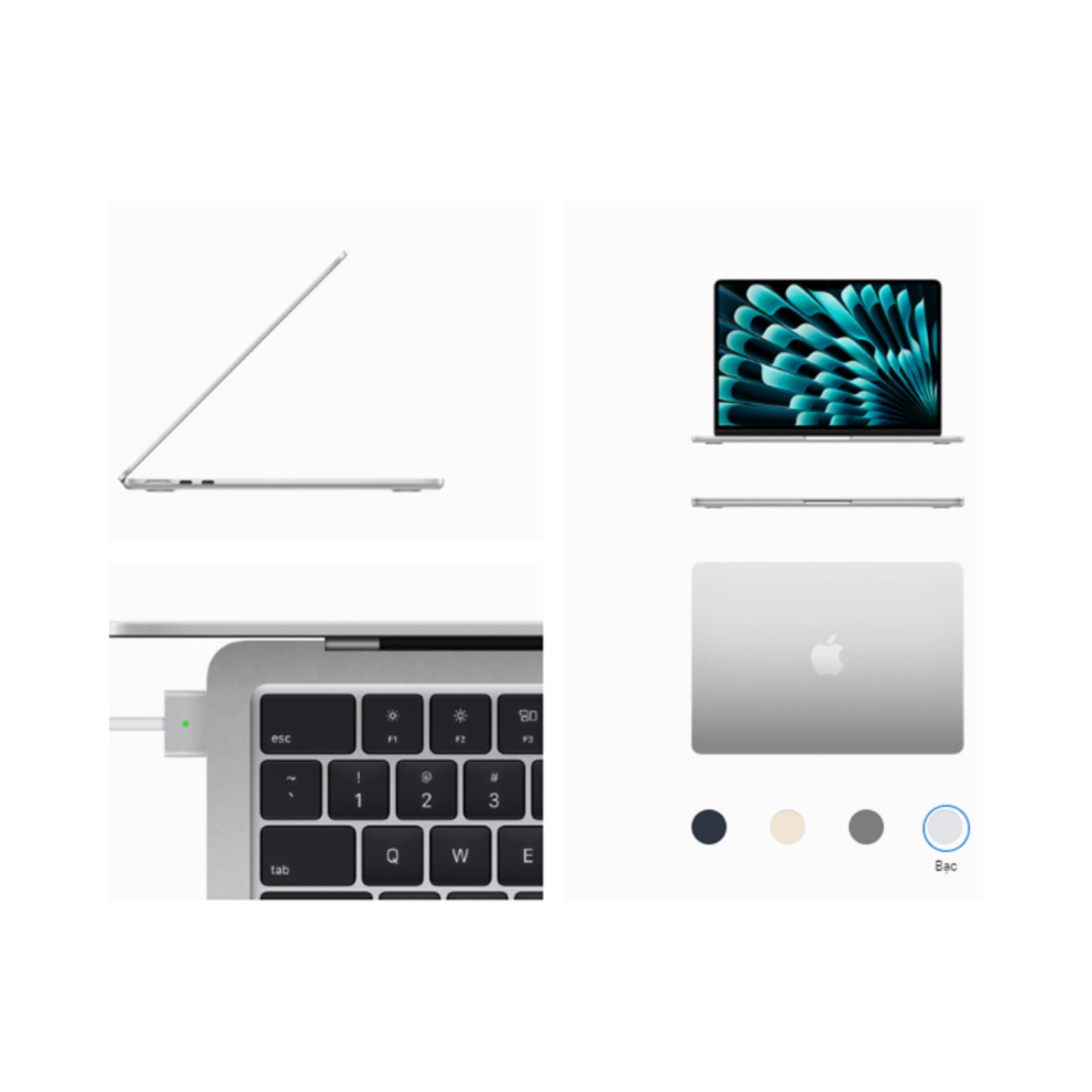 Laptop Apple Macbook Air 15 (MQKR3SA/A) (Apple M2/8C CPU/10C GPU/8GB/256GB SSD/15.3 inch/BẠC) (SILVER) (2023)