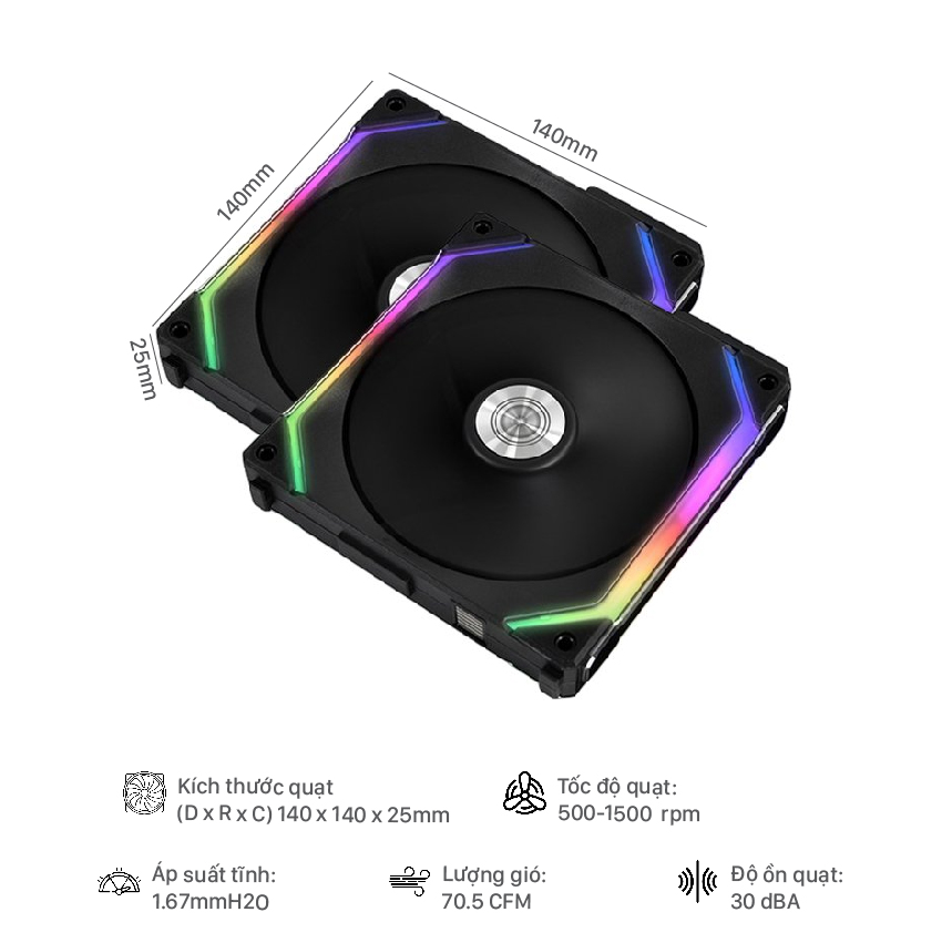 Fan Case LIAN-LI UNI Fan SL 2 x140 Black (Hàng Thanh Lý 100%) - Hình 2