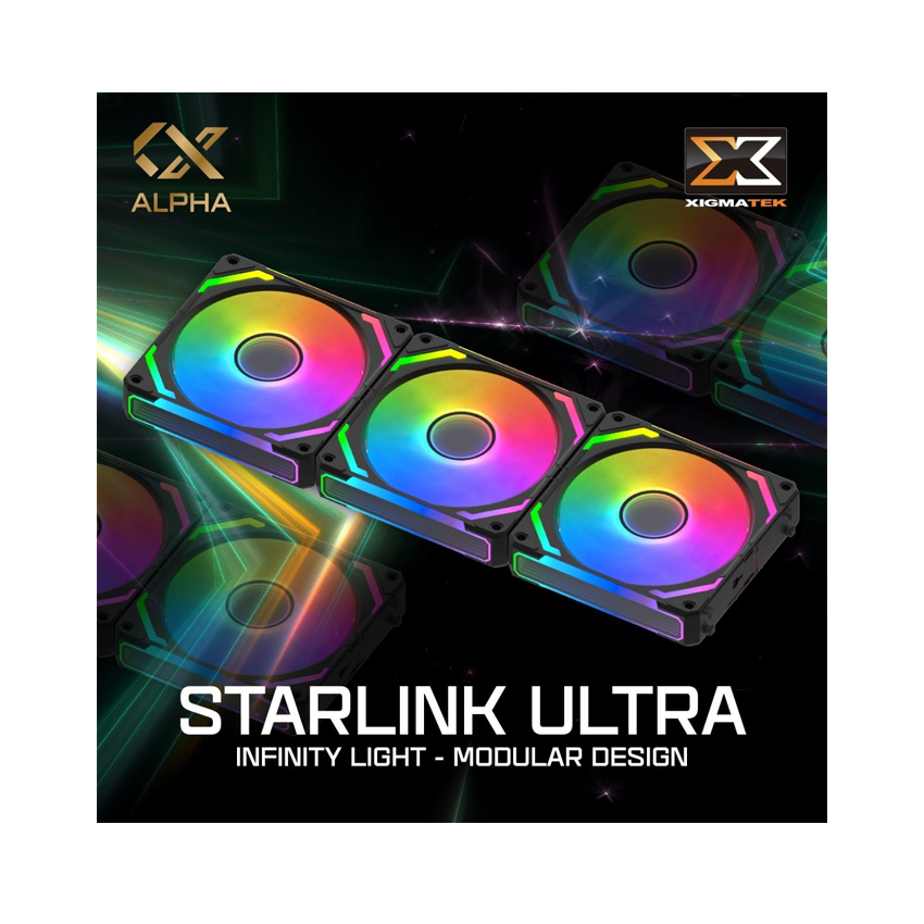 Fan Case Tản Nhiệt Xigmatek STARLINK ULTRA - ARGB (Màu đen/Hộp 3 fan/Ghép nối không dây)