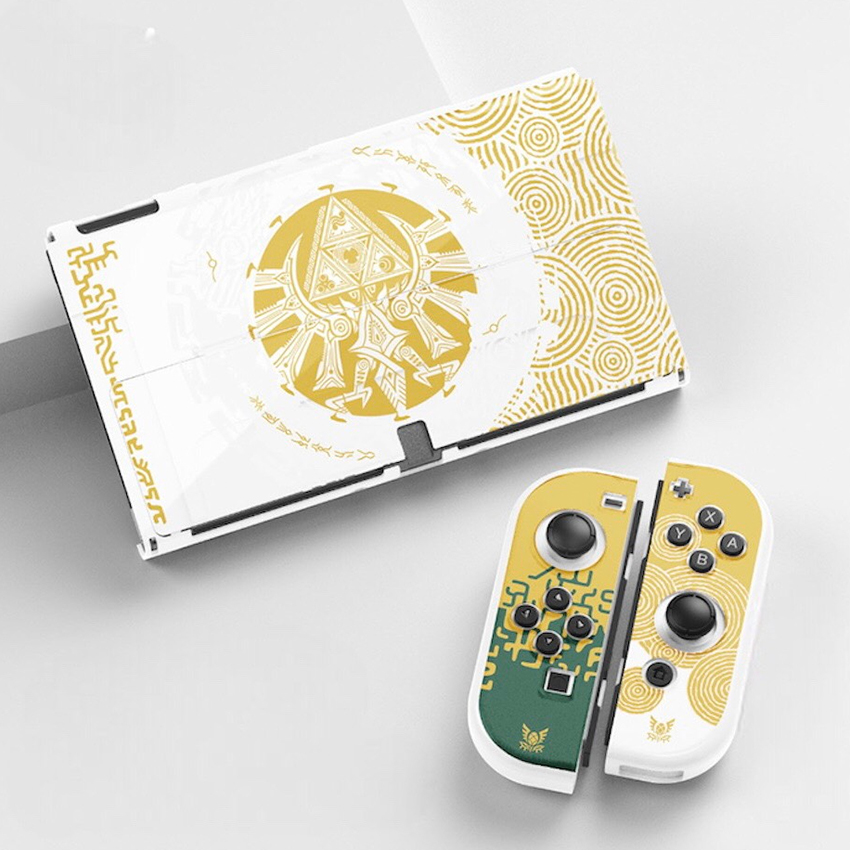 Ốp bảo vệ lưng máy Nintendo Switch Oled kèm case joycon - Phiên bản Zelda màu trắng 