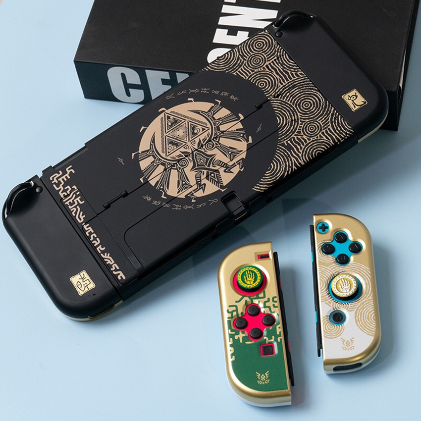 Ốp bảo vệ lưng máy Nintendo Switch Oled kèm case joycon - Phiên bản Zelda màu đen