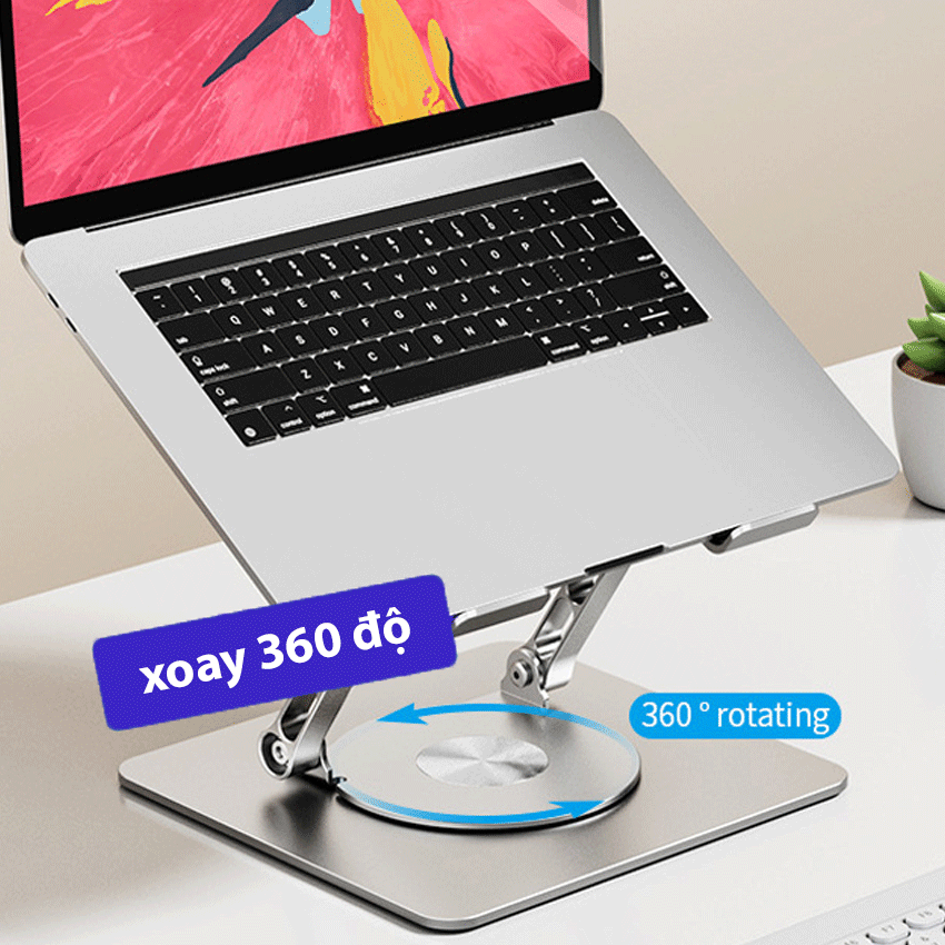 Giá đỡ Laptop/Macbook/Ipad/Tablet Ergotek LS255 xoay 360 độ, hợp kim nhôm màu bạc