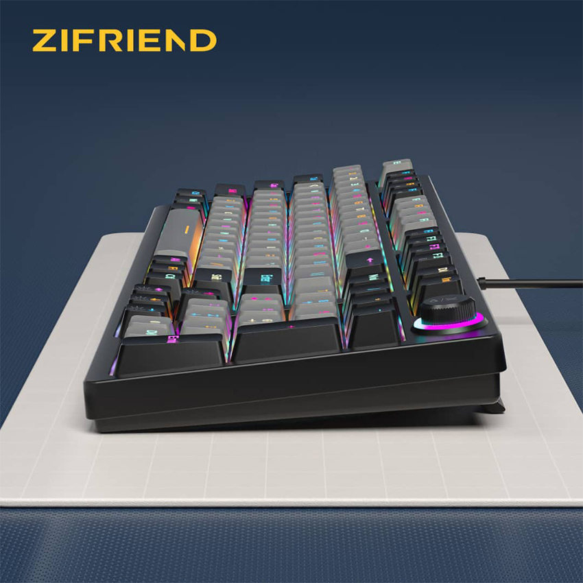 Bàn phím cơ Gaming có dây ZIFRIEND ZA98 Gray Black - Blue Switch
