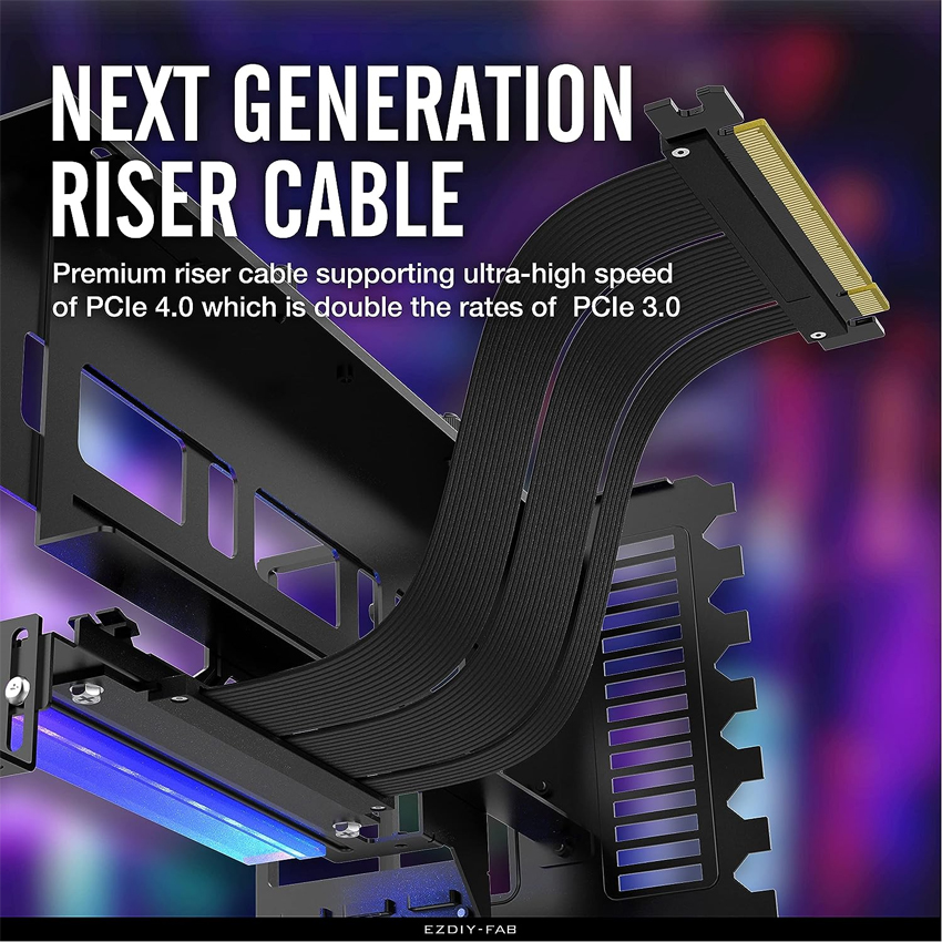 Bộ dựng dọc VGA kèm Riser EZDIY ARGB Vertical GPU Mount with PCIE4.0 Riser Cable - Black
