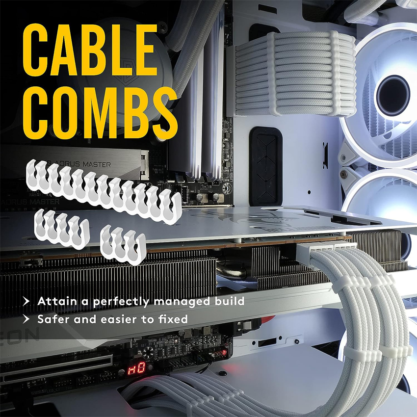 Bộ dây nguồn nối dài cho máy tính EZDIY 16AWG PSU Cable Extension 6 Cables - All White