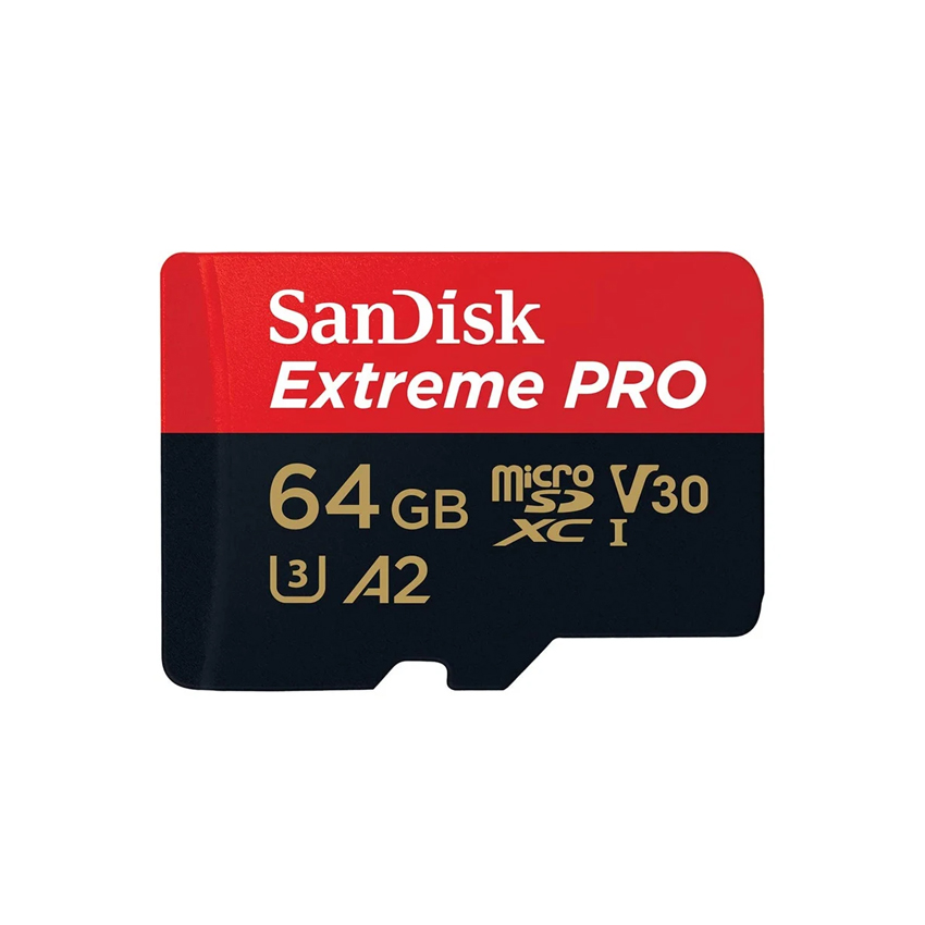 THẺ NHỚ SANDISK 64GB EXTREME PRO MICROSDXC V30, U3, C10, A2 UHS-I 200MB/S R, 90MB/S SDSQXCU-064G-GN6MA