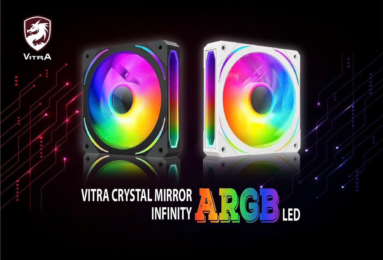 Fan Vitra Crystal Mirror Infinity ARGB (Màu Đen/Led vô cực) 
