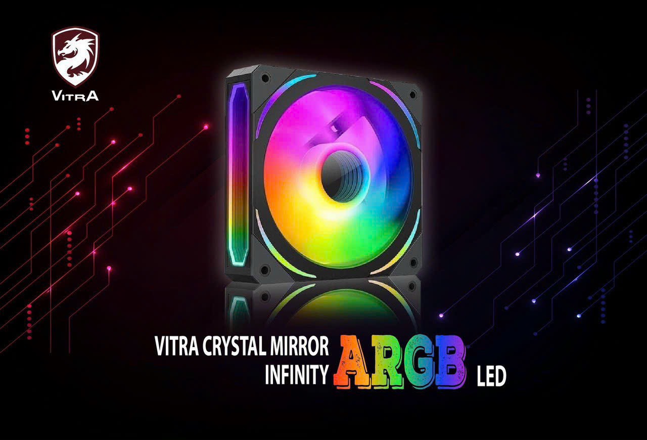 Fan Vitra Crystal Mirror Infinity ARGB (Màu Đen/Led vô cực/ Fan nối tiếp)