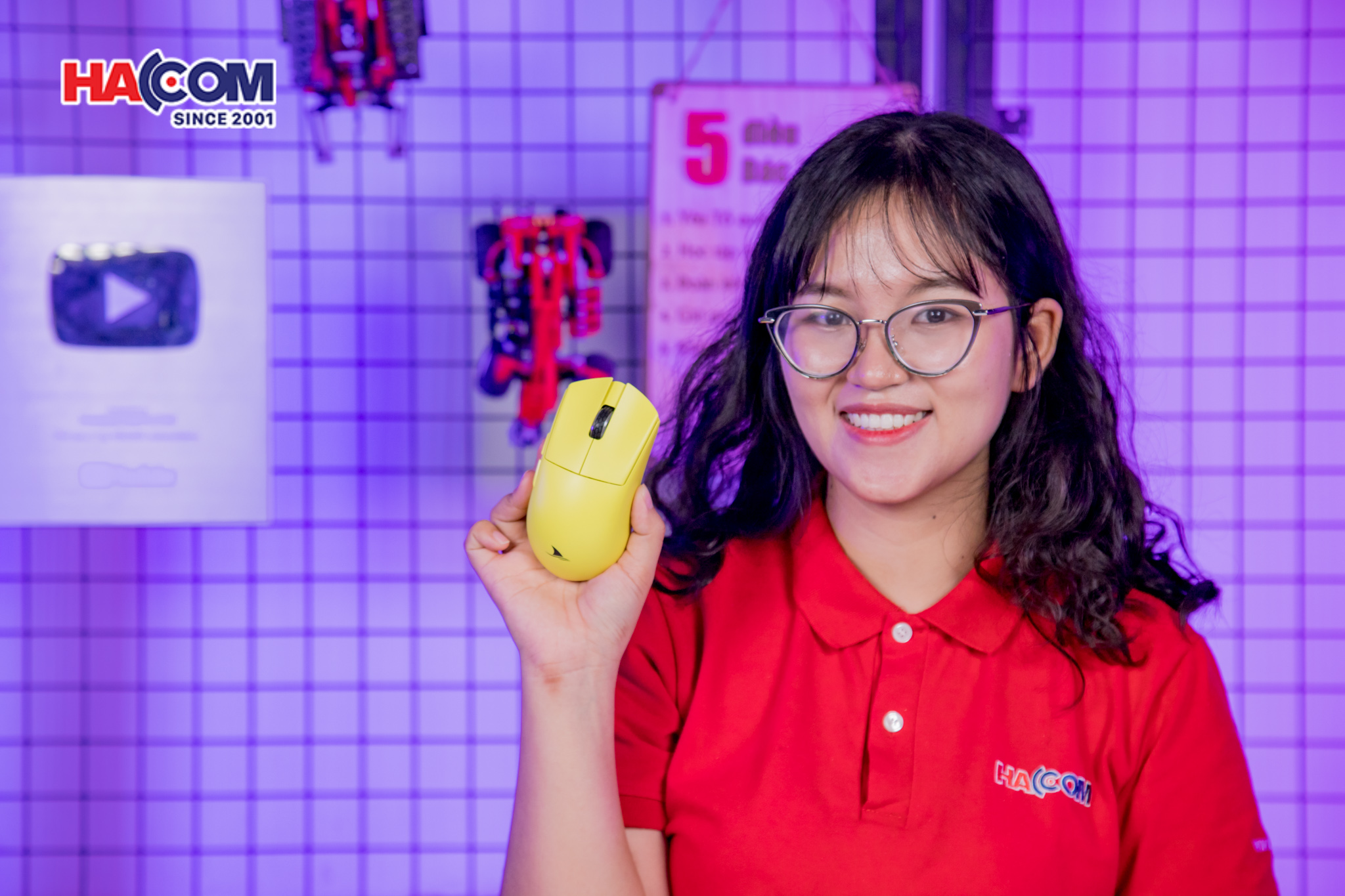 Chuột không dây Darmoshark M3S Yellow (3 chế độ kết nối Dây / Wireless 2.4GHz / Bluetooth 5.0) - Hình 2