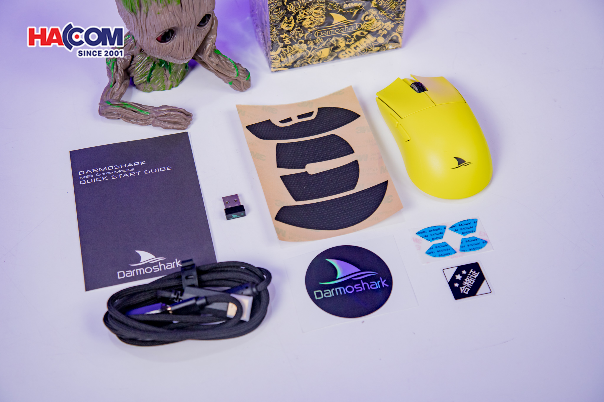 Chuột không dây Darmoshark M3S Yellow (3 chế độ kết nối Dây / Wireless 2.4GHz / Bluetooth 5.0) - Hình 5