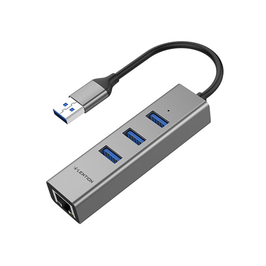 Bộ chia USB 3.0 1 ra 3 USB 3.0 và Lan Giga Lention H23s-GR