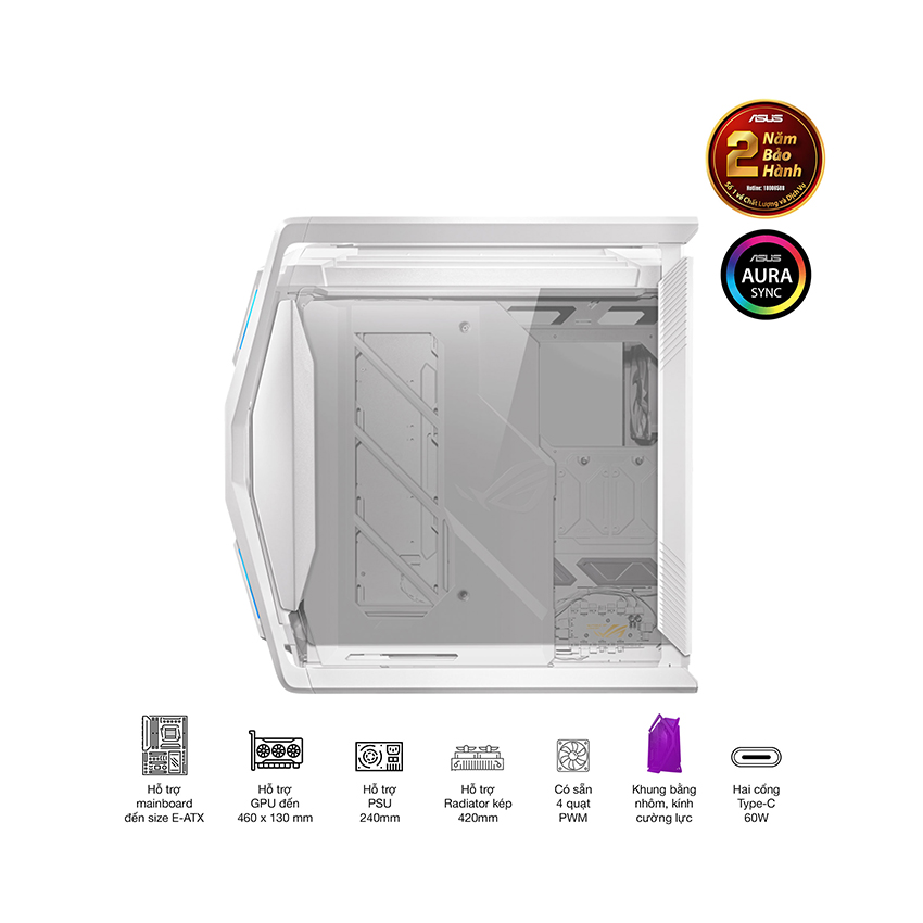 Vỏ Case Asus GR701 ROG Hyperion White Edition (eATX/Full Tower/ Màu Trắng)