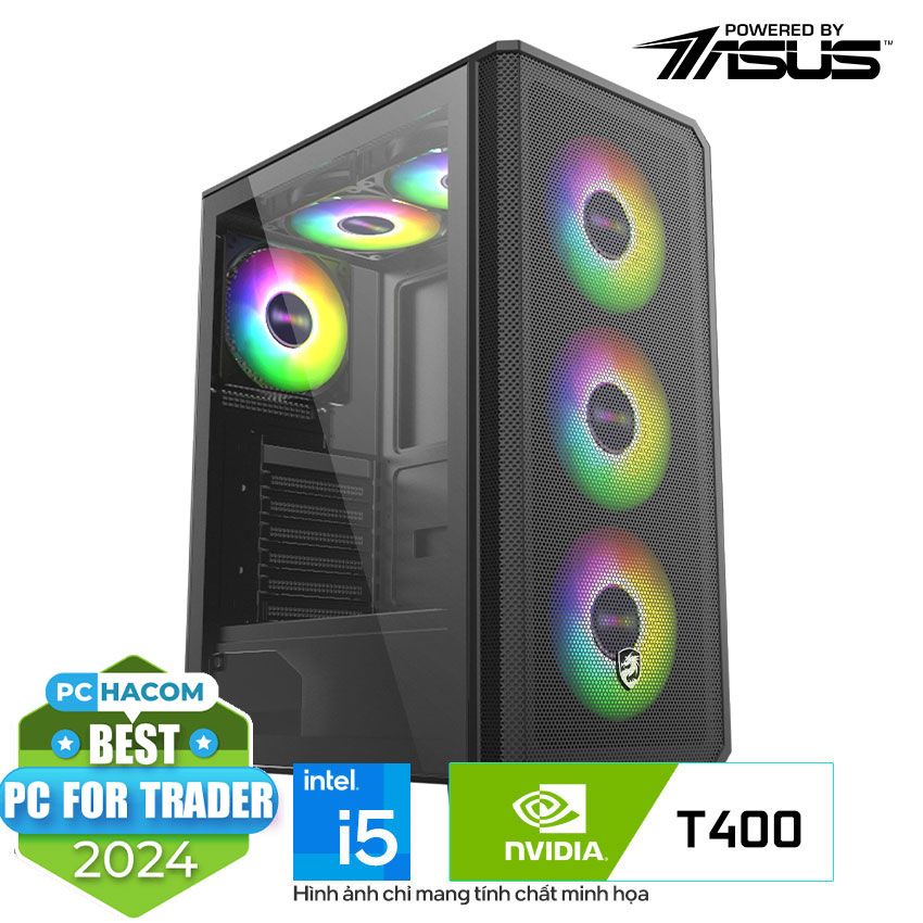 PC HACOM Trader T006 (i5-12400F/B760/16GB RAM/500GB SSD/2x Nvidia T400 4GB/550W)