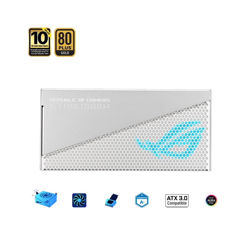 Nguồn Asus ROG STRIX 1000G AURA WHITE GAMING (ATX 3.0/PCIe Gen 5.0 /Full Modular/Màu Trắng) - Hình 2