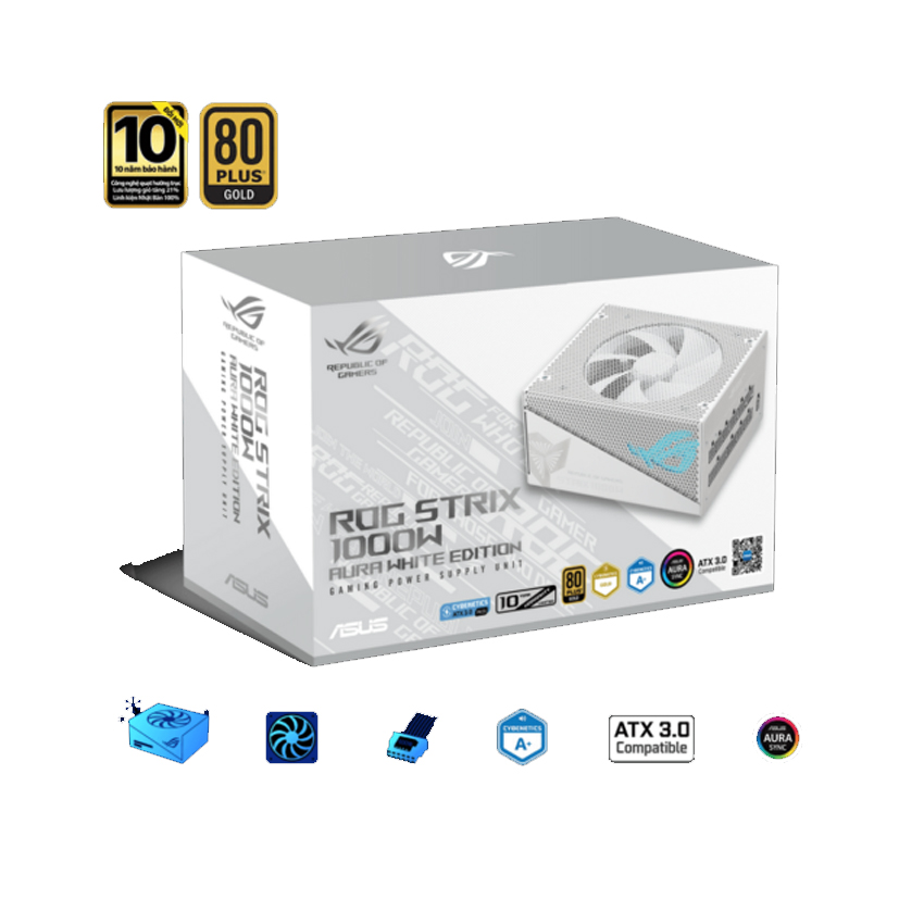 Nguồn Asus ROG STRIX 1000G AURA WHITE GAMING (ATX 3.0/PCIe Gen 5.0 /Full Modular/Màu Trắng) - Hình 3