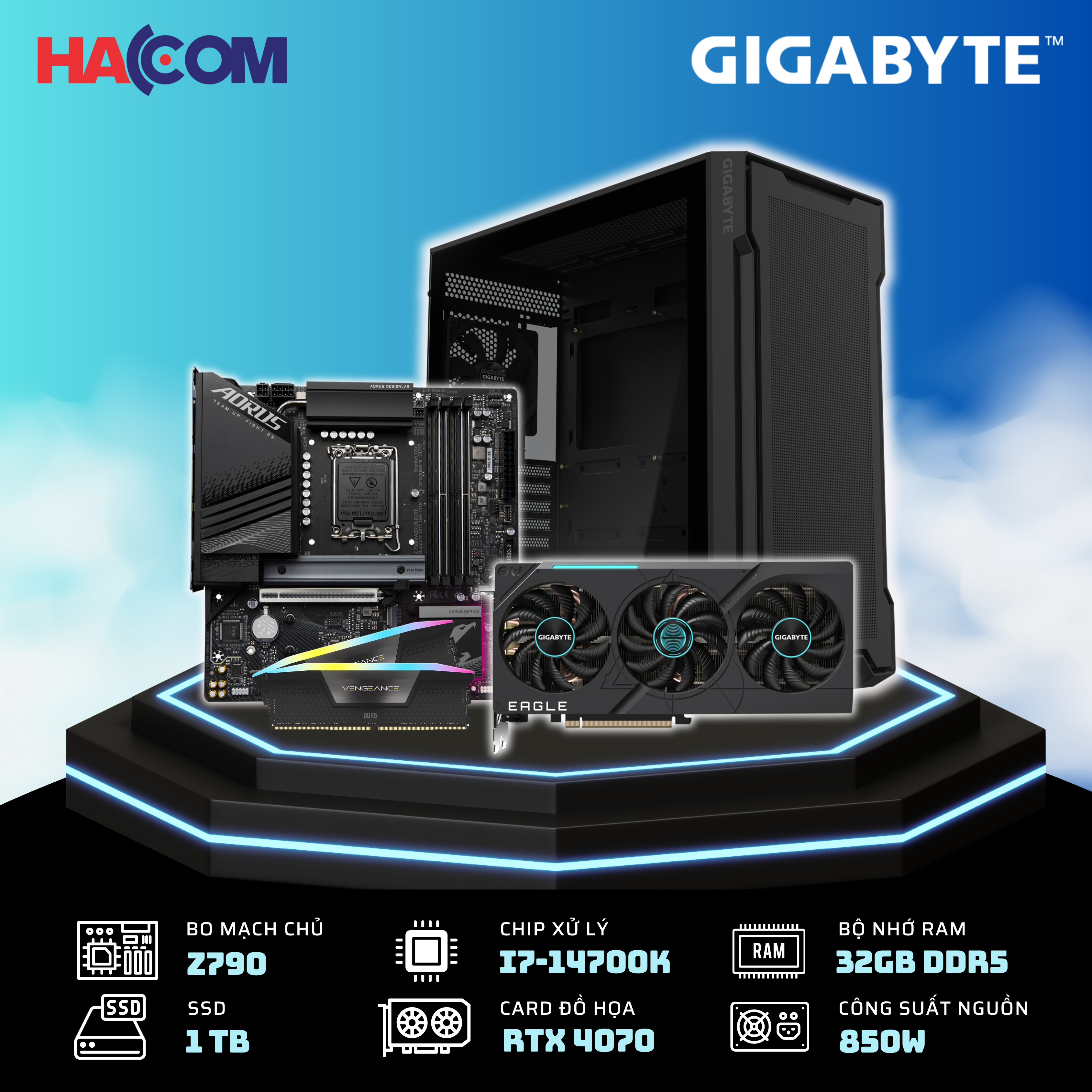 HACOM APOLLO i08  (i7 14700K/Z790/32G RAM/RTX 4070/850W)