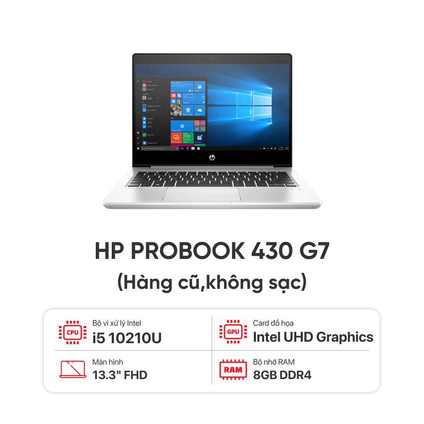 LAPTOP HP PROBOOK 430 G7 I5 10210U/8G/256GB/DOS/13.3''HD - HÀNG CŨ ĐẸP 95 % KHÔNG SẠC ( PHÍM JP)