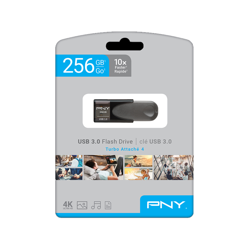 USB PNY TURBO ATTACHÉ 4 256GB USB 3.2 MÀU ĐEN (P-FD256TBAT4A-GE)