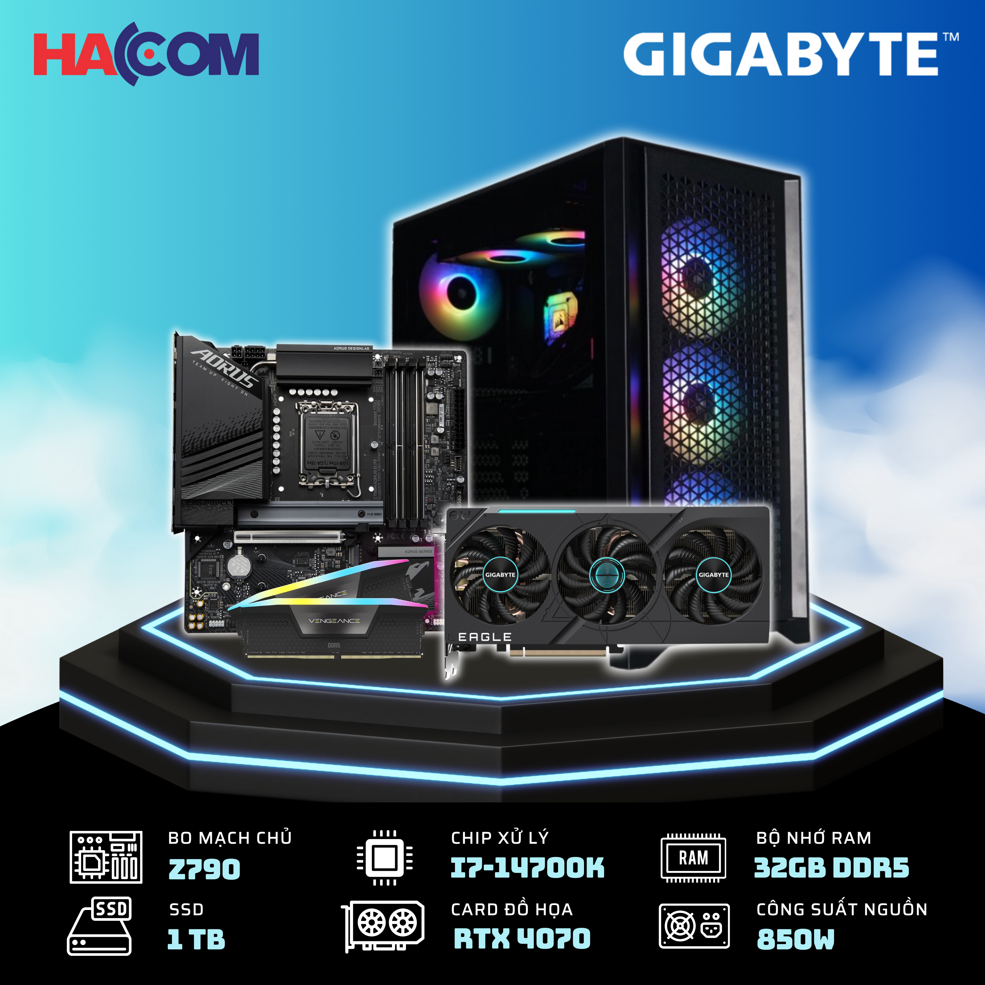 HACOM APOLLO i09 (i7 14700K/Z790/32G RAM/RTX 4070/850W)