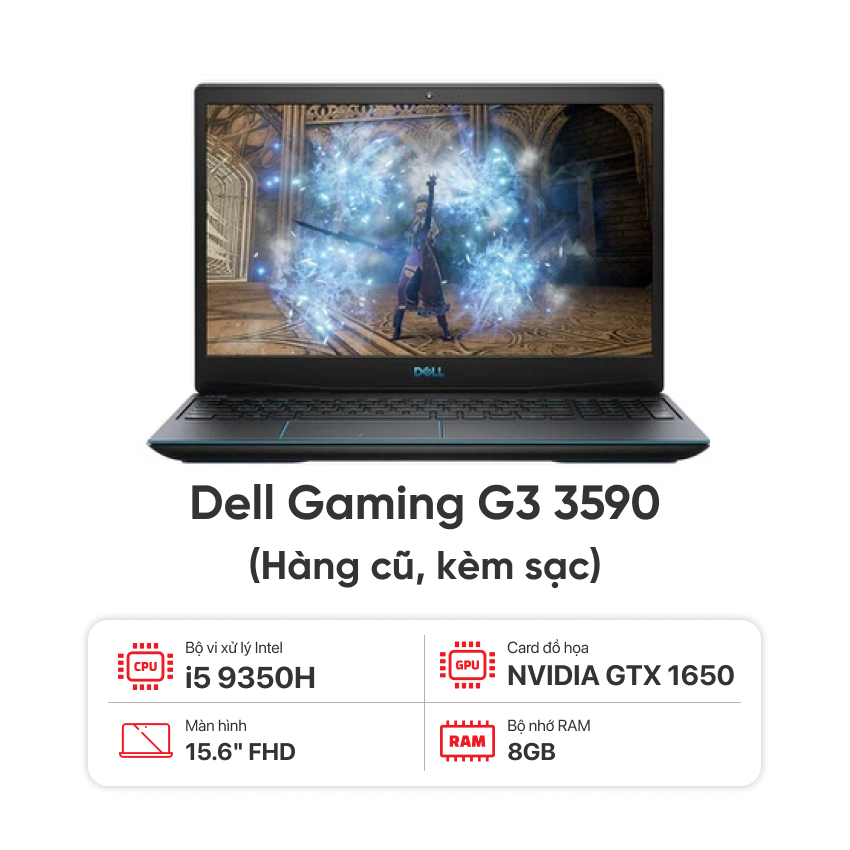 Laptop Dell Gaming G3 3590 i5 9300H / 8GB RAM / 512GB SSD / GTX 1650 / 15.6 inch FHD / Kèm sạc - Hàng cũ đẹp