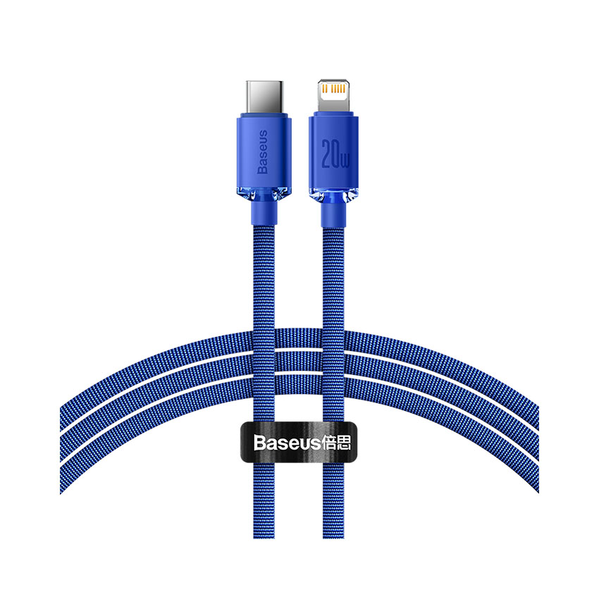 CÁP BASEUS CRYSTAL SHINE USB-C TO LIGHTNING 1.2M BLUE