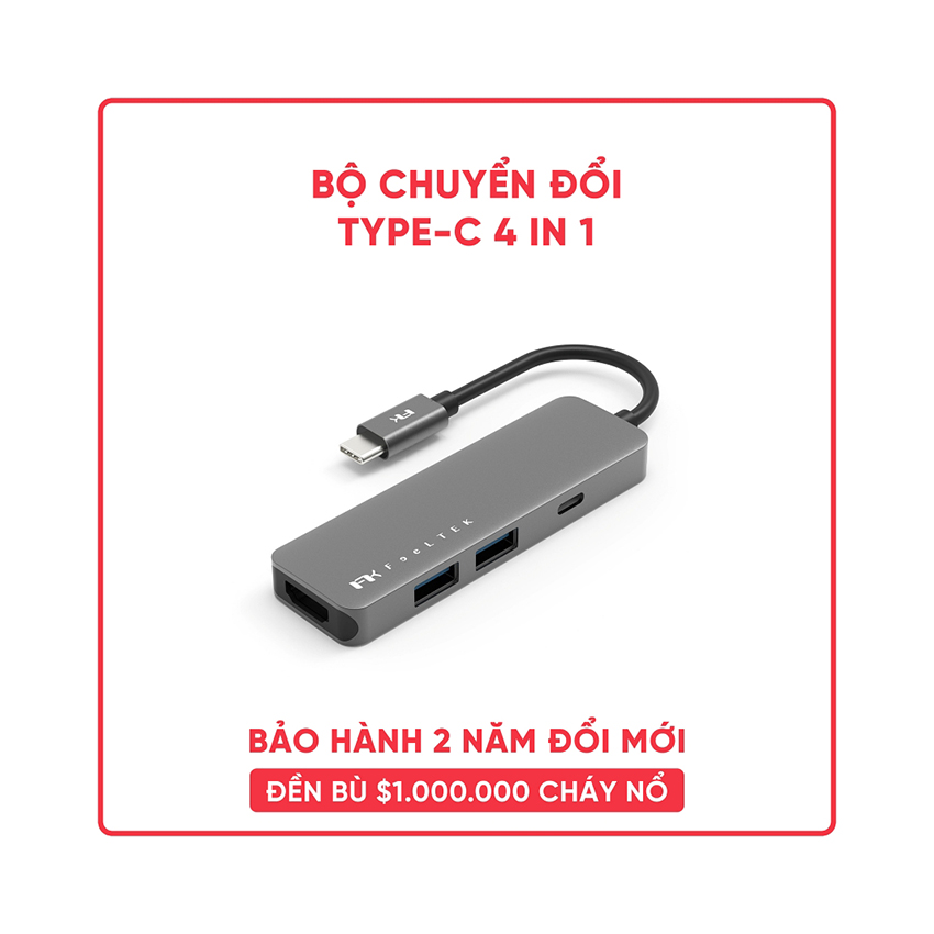 BỘ CHUYỂN ĐỔI 4 TRONG 1 FEELTEK HCM004APWW2F (TỪ USB TYPE C SANG HDMI + USB3.0 + PD)