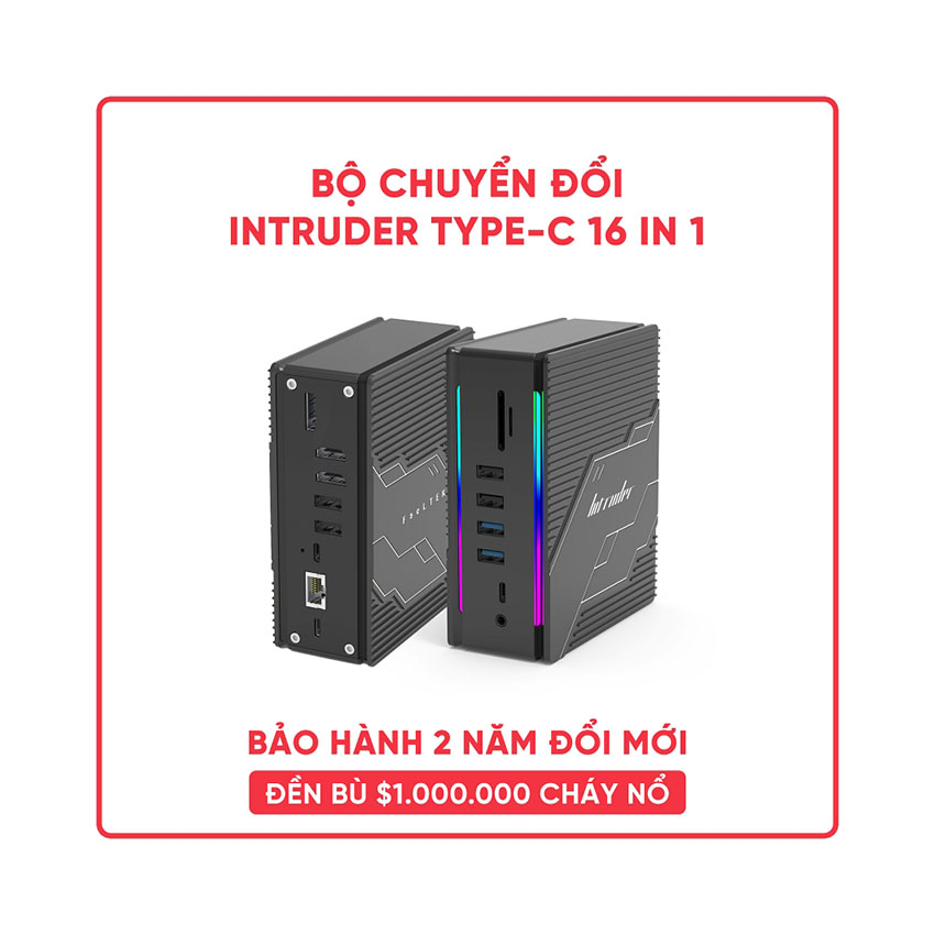BỘ CHUYỂN ĐỔI INTRUDER 16 TRONG 1 FEELTEK HCD016GMWW1F (TỪ USB TYPE C SANG HDMI + DP + USB3.0 + USB2.0 + USBC3.1 + SD + MICRO SD + RJ45 + PD)