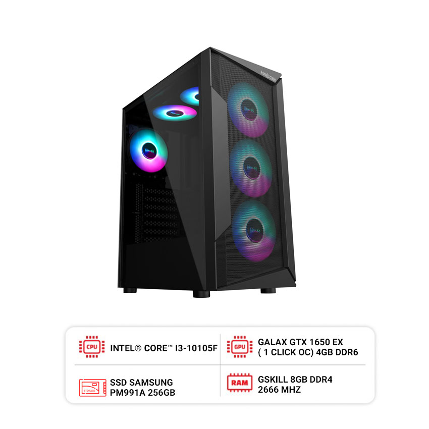 PC HACOM ESPORT GAMING 004 (I3 10105F/B460/8GB RAM/256GB SSD/GTX 1650)