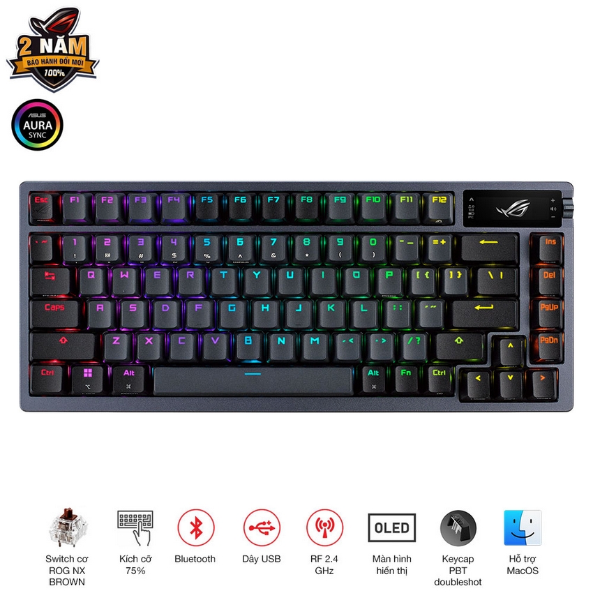 BÀN PHÍM GAMING ASUS ROG AZOTH NX BROWN - 90MP0317-BKUA01