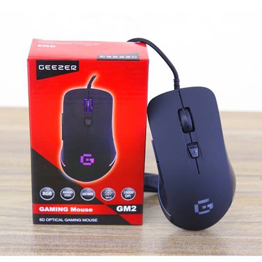 Chuột có dây Geezer GM2 RGB Gaming Black USB - Cũ xước - Hình 1