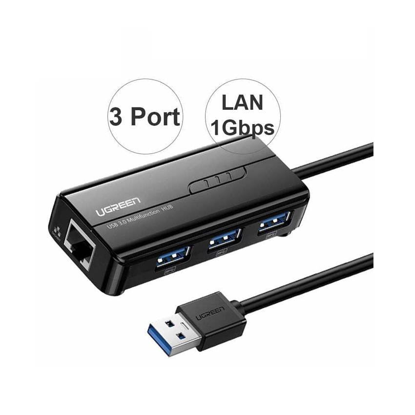 Bộ chia USB Ugreen 3.0 gồm 3 cổng usb, 1 cổng RJ45 Giga 20265 (BOCH167 )