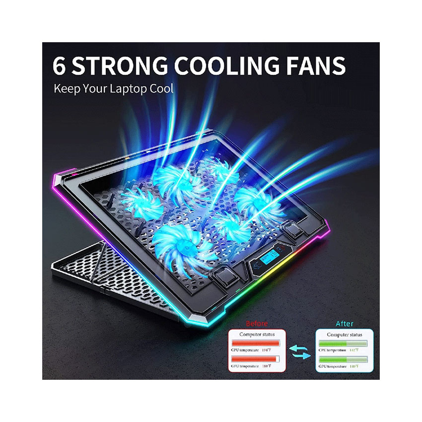 Đế tản nhiệt Laptop ICE Coorel K15 (6 quạt Led RGB) (NK) - Hình 3