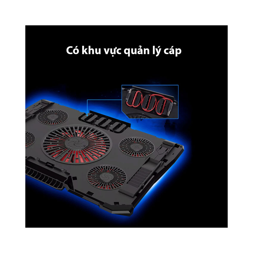 Đế tản nhiệt Laptop Coolcold K33 5 quạt màu đỏ LED RGB