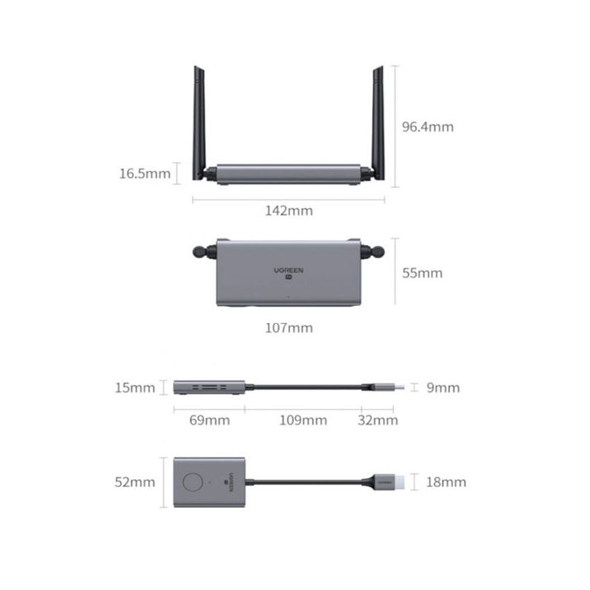 Bộ phát nhận tín hiệu HDMI+VGA không dây 50m 1080p@60hz sóng 5Ghz Ugreen 50633A - Hình 3