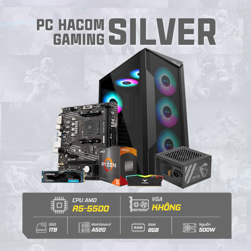 PC HACOM SILVER 006 ( Ryzen 5500 / Non VGA ) - Hình 1
