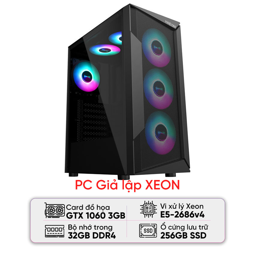 PC GIẢ LẬP XEON (E5-2686 V4/X99/32GB RAM/256GB SSD/GTX 1060/500W)