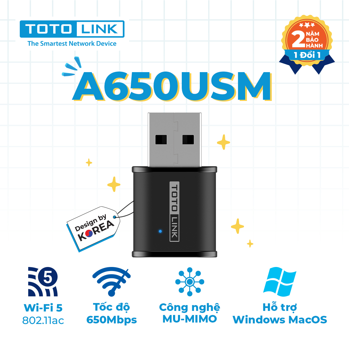 Card Mạng không dây USB Totolink A650USM Wireless băng tần kép AC650