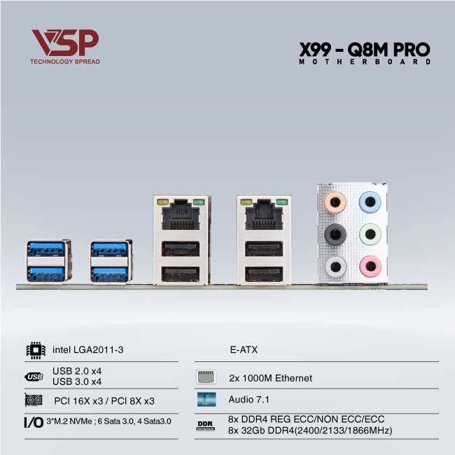 MAINBOARD VSP X99 - Q8M PRO