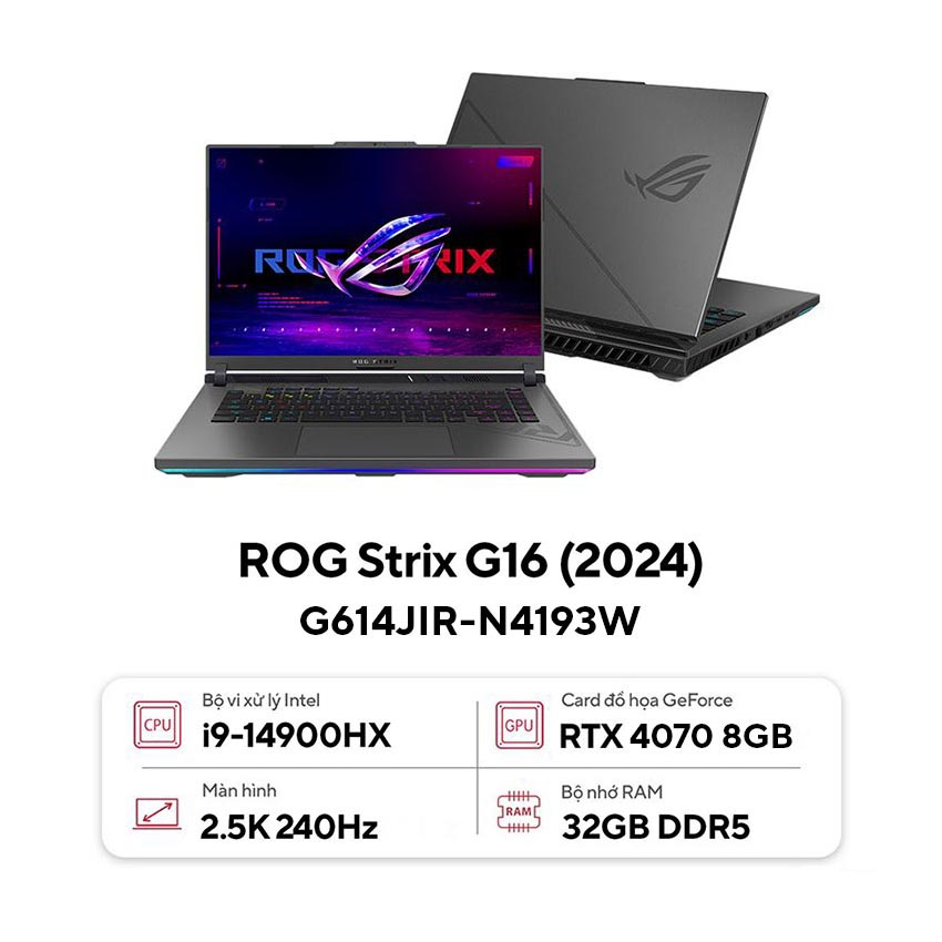 Laptop Asus Gaming ROG Strix G614JIR-N4193W (i9 14900HX/32GB RAM/1TB SSD/16 WQXGA 240hz/RTX 4070 8GB - Hình 1