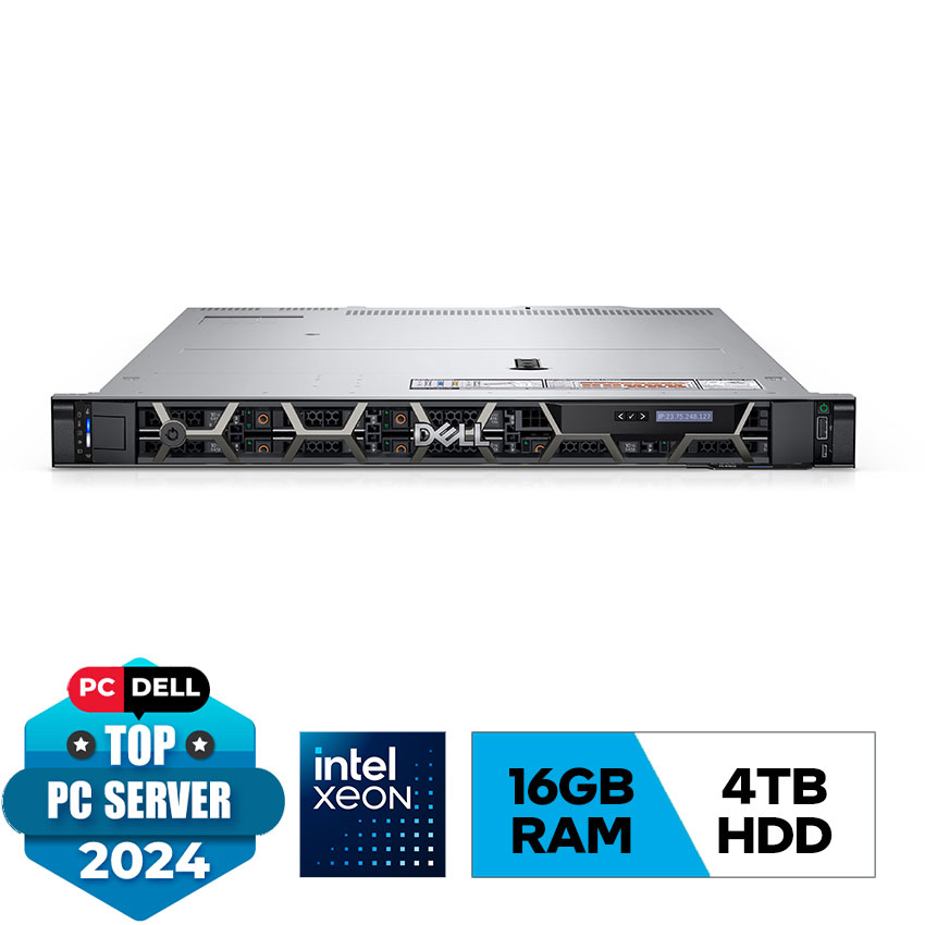 Server Dell PowerEdge R450 Silver 4310/ 16GB RDIMM, 3200MT/ 4TB HDD/ iDRAC9/PERC H755/BC5720DP/800W/Bezel/DVDRW/No OS -42SVRDR450-7A2