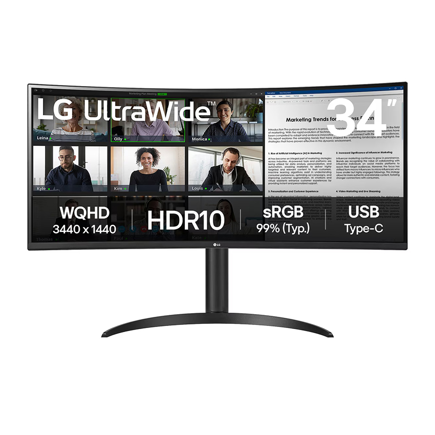 Màn Hình LG UltraWide 34WR55QK-B (34 inch/WQHD/VA/100Hz/5ms/USB-C)