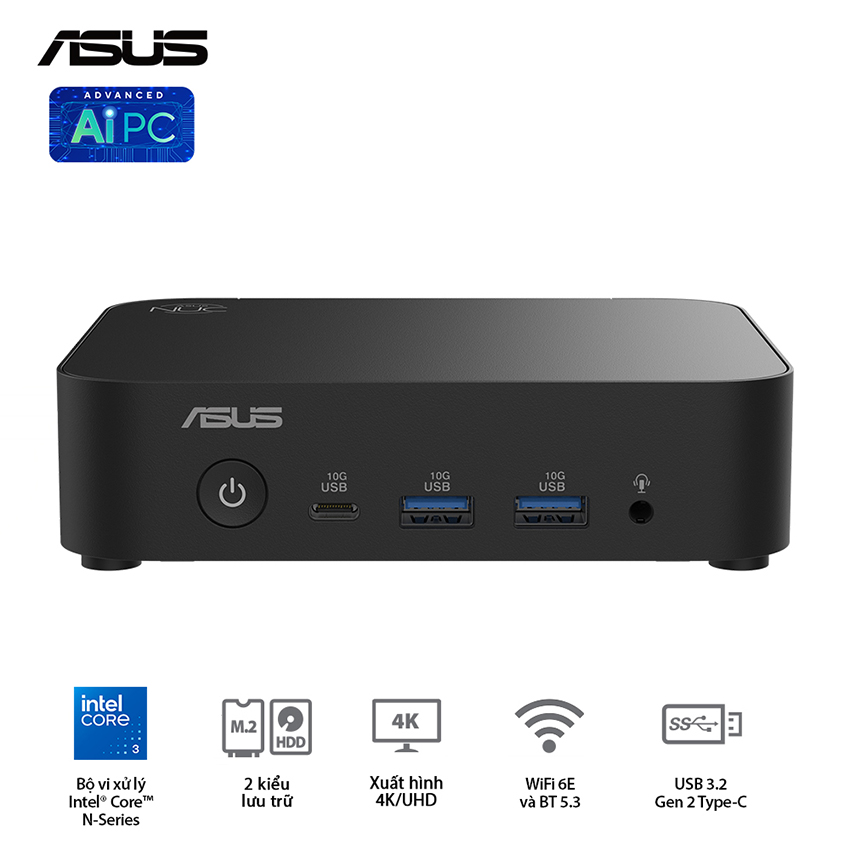 Bộ Mini PC Asus NUC 14 Essential RNUC14MNK150 ( NUC14MNK (N150)/1xDDR5-4800/1x M.2 22x80/2242 PCIe Gen3x4 /1x LAN/No-OS )