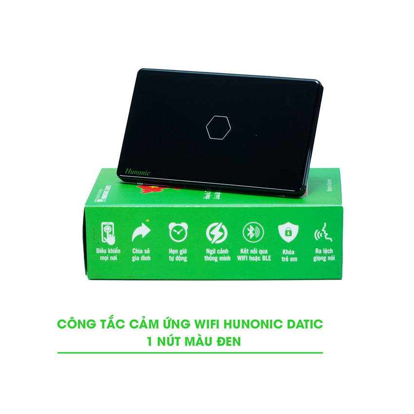 CÔNG TẮC CẢM ỨNG HUNONIC DATIC CSL CHỐNG GIẬT (Màu đen) - Hình 1